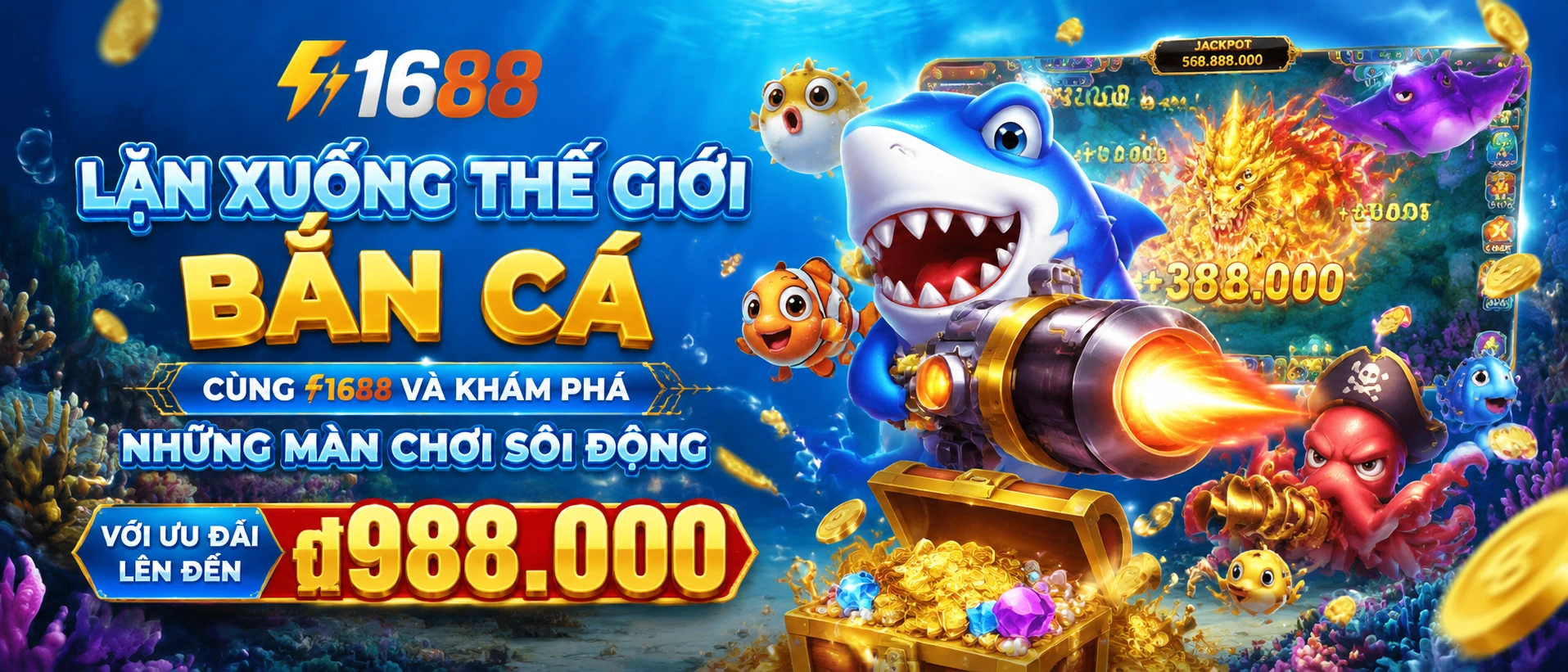 Bắn Cá Jackpot với bảng thưởng lớn và phòng chơi sôi động